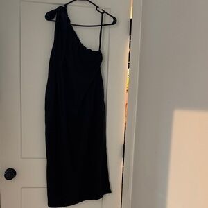 Anthropologie Daily Practice Black One-Shoulder Knit Dress